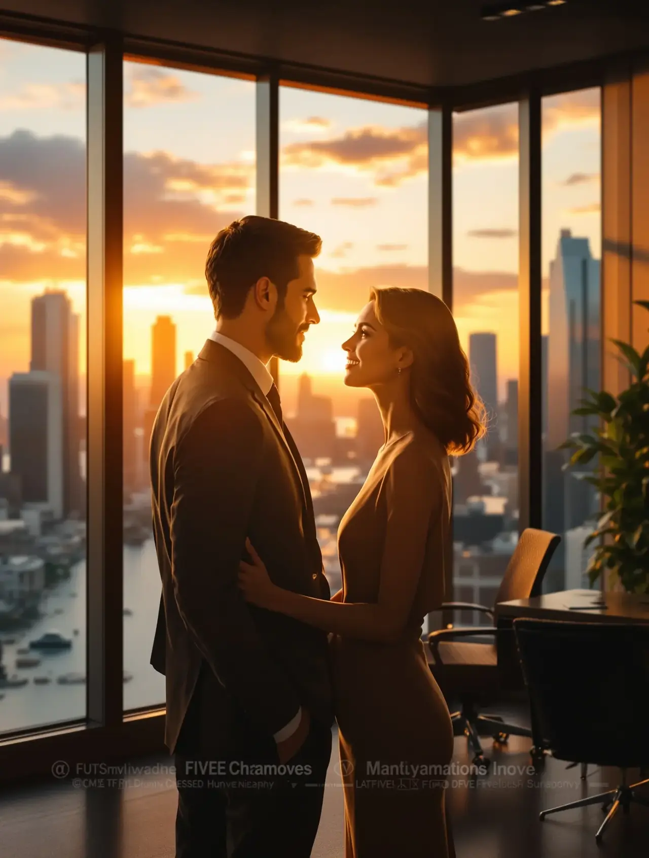 红果漫剧《总裁的隐婚妻》封面海报，背靠背的总裁与女主